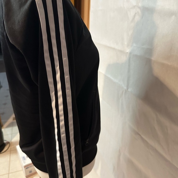 Adidas Black and White Varsity Jacket Sporty Style - Picture 6 of 9